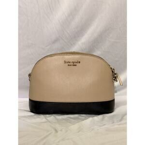 Kate Spade New York Beige & Black Crossbody Bag Leather Dome Purse